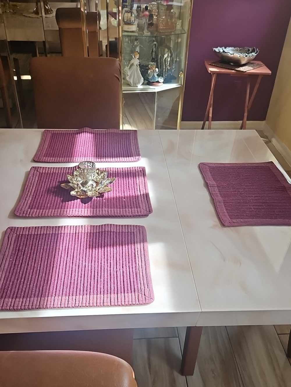 Set Of Placemats Wine Color Different On Each Side 5 Pieces